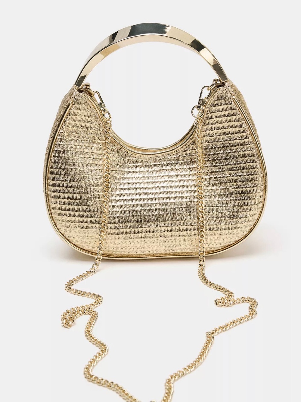 Zara Gold bag with Metallic handle & Chain removable Strap